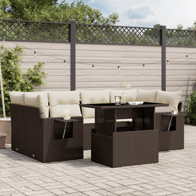 Ensemble de canapé de jardin en rotin PE 7 pièces Vidaxl