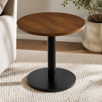 Table de salle à manger ronde 31,5 pouces en bois massif avec base en piédestal en métal, petite table de cuisine pour 2 à 4 personnes (table seulement)