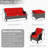 Brown 5-Pieces Outdoor Patio Conversation Sectional Seating Set with Red Cushions and Ottoman-1391852841