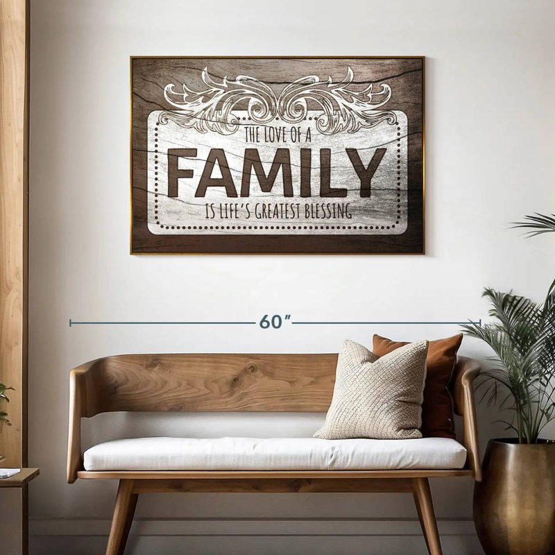 Plaque murale «Love of a Family Quote II», 46 po x 31 po, Cadre flottant doré