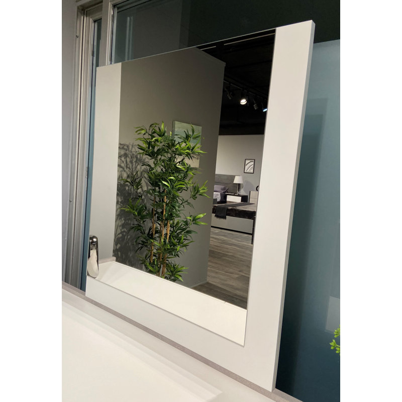 Landess Wood Flat Wall Mirror