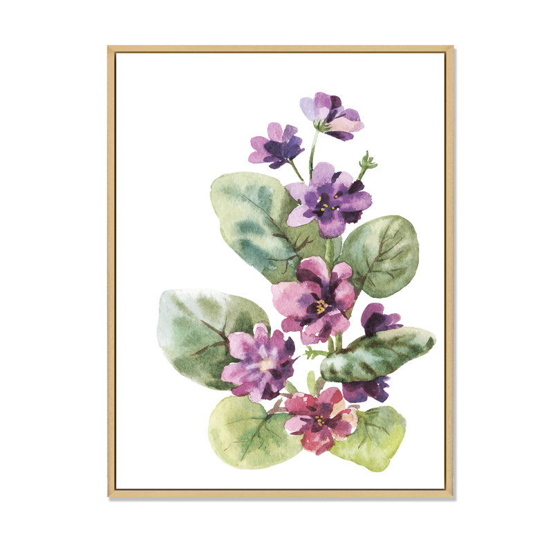 Viola sauvage - fleurs mauves, H 36 po x l 24 po x P 1 po, Cadre flottant brun