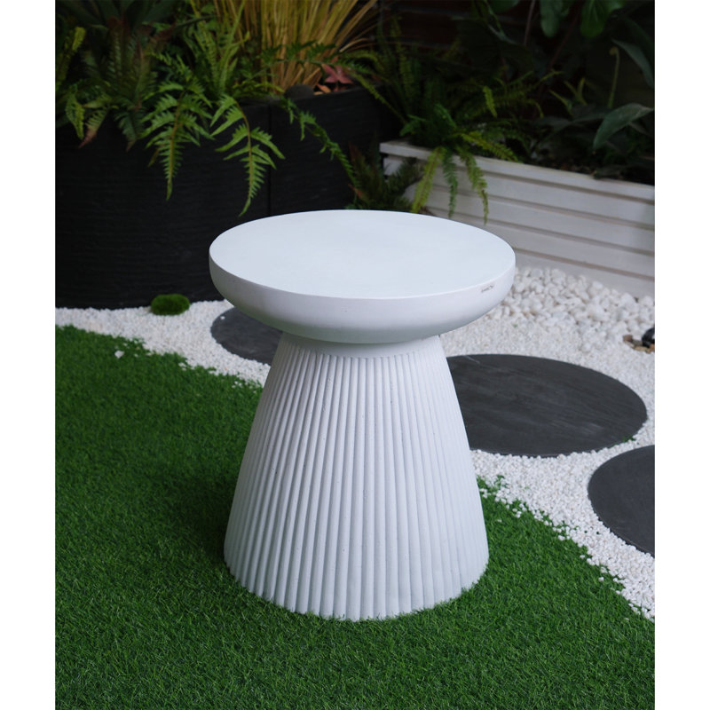 Table de bout décorative de jardin, H 18,1 po, moderne, robuste, robuste, en faux terrazzo, table d'appoint, table d'appoint, plante pour l'intérieur et l'extérieur