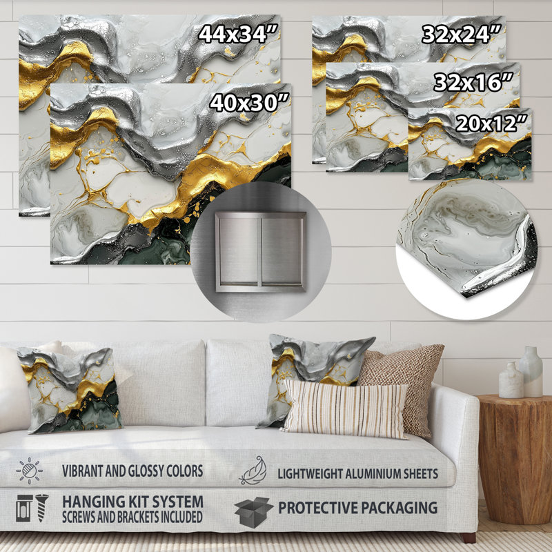 «Tranquil Divide Of Abstract Liquide Ink II», art mural moderne en métal, impression d'art moderne en métal