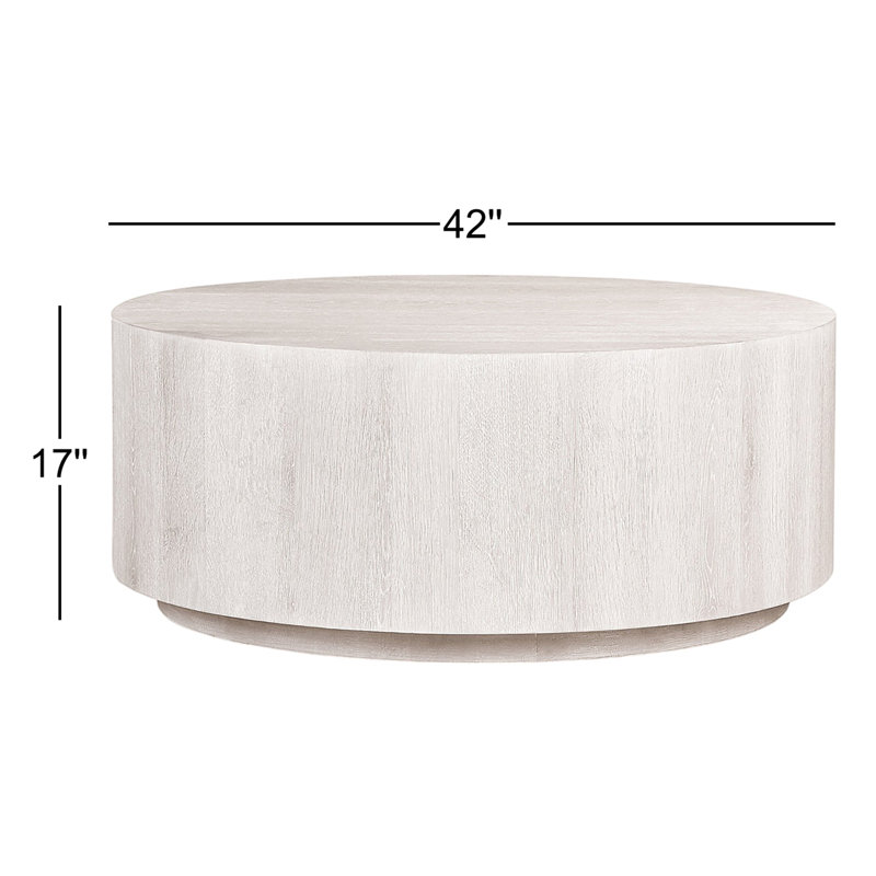 Layne 42" Round Coffee Table Natural, White Wash