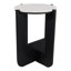 Table d'appoint moderne en marbre véritable avec base en bois pour salon, chambre à coucher et bureau - 20 po, blanc et noir