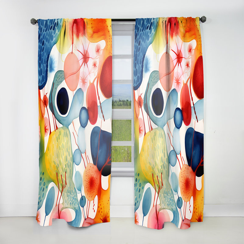 Eissa - Painting Abstract Room Darkening Curtain - 1 Panels, 52" W x 84" L