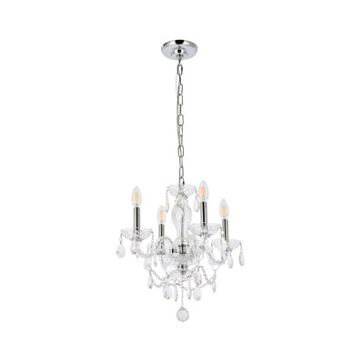 Lustre classique à 4 lumières de style bougie avec détails en cristal Rochelle