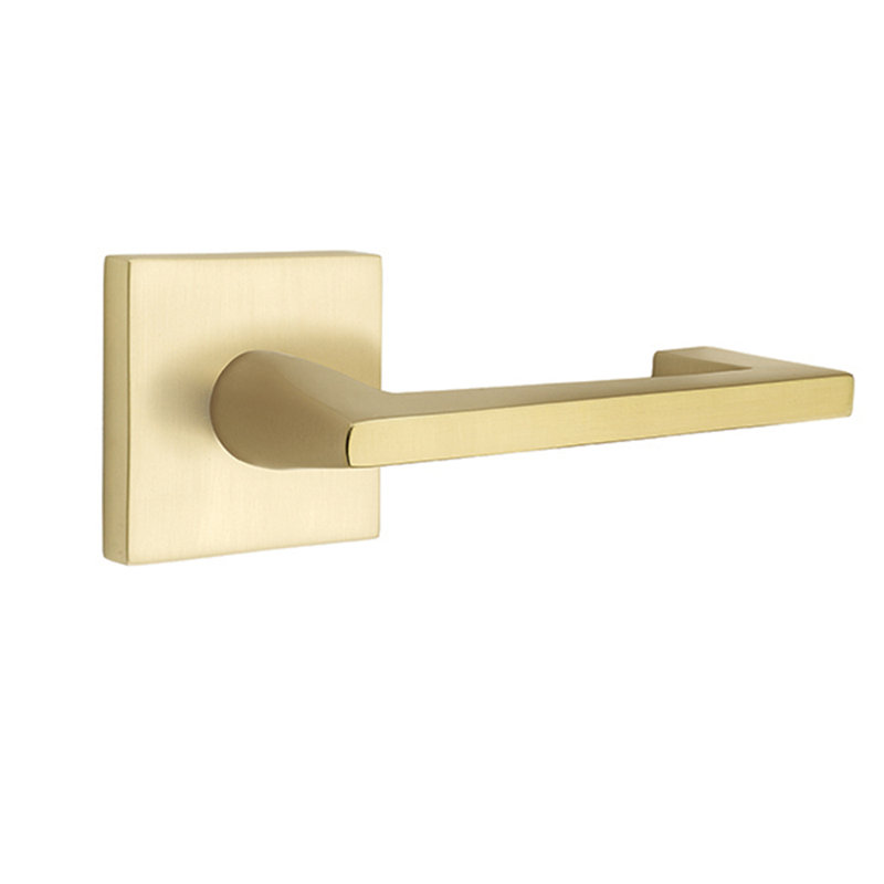 Argos Flat Privacy (Bed & Bath) Door Lever with Square Rosette, Left, Satin Brass