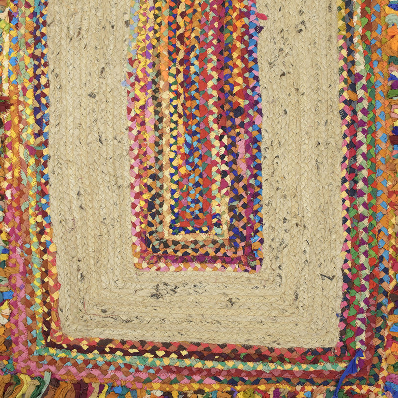 Tapis géométrique tissé à la main multicolore, Rectangle 4 pi x 6 pi