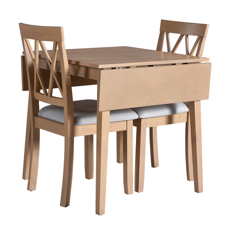 Foldable Dining Table Set For Small Space, Natural, Gray/Natural