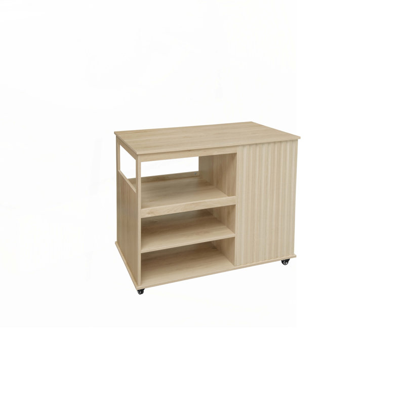 Bar Cart Storage Kitchen Island with Drawer Wine Rack,Lockable Casters, Solid + Manufactured Wood