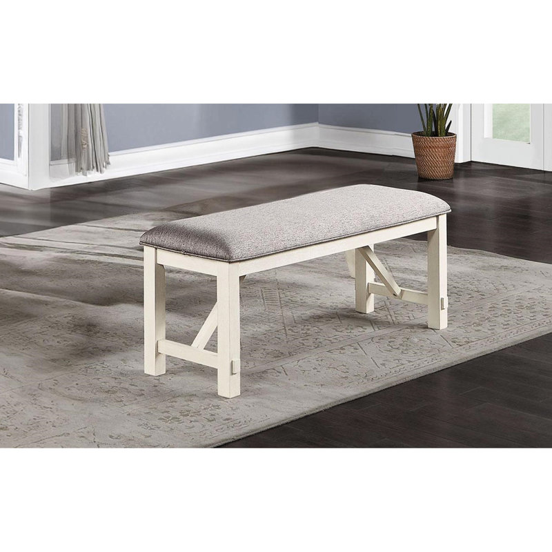 Banc de salle à manger blanc et gris, design moderne, banc fini avec coussin de siège,