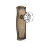Prairie Plate with Decorative Keyhole and Round Clear Crystal Door Knob
