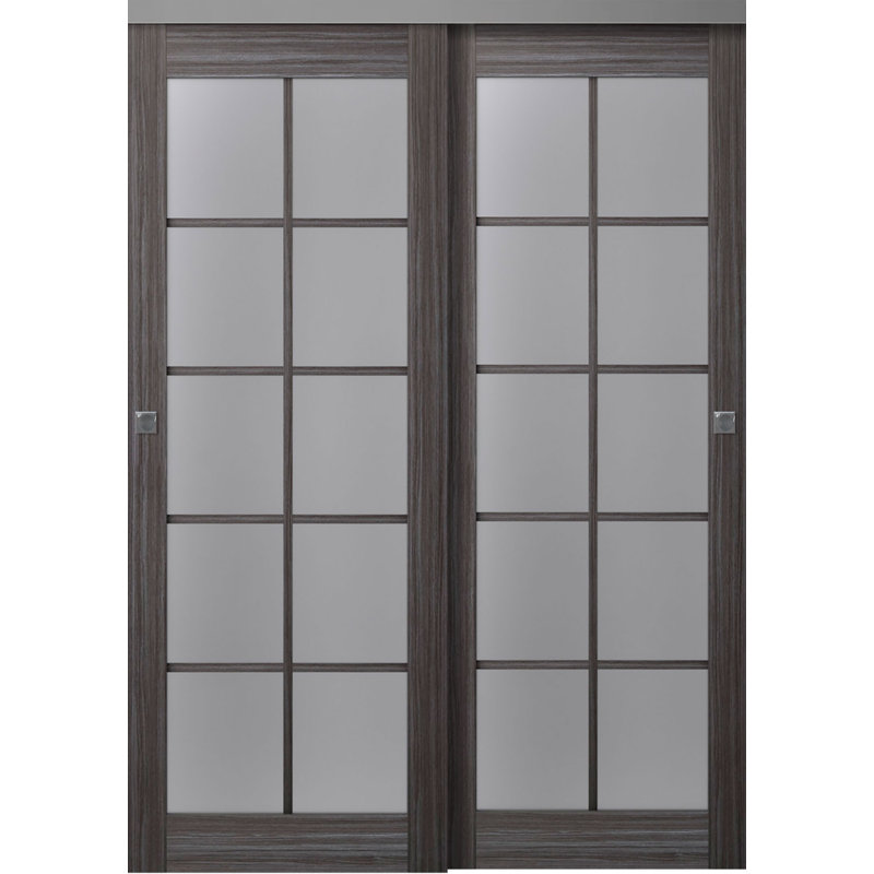 Porte coulissante en bois composite Pallado 10-Lite 64 po x 80 po Bianco Noble, Chêne, 71,75 po x 79,38 po