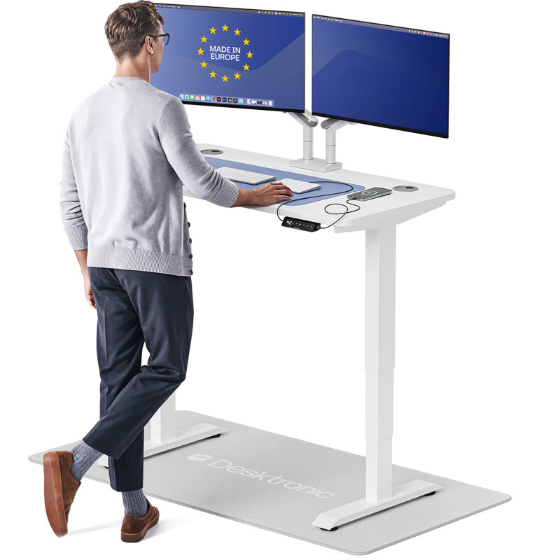 Bureau assis-debout électrique HomePro – Bureau réglable en hauteur à double moteur avec 3 positions mémorisables, chargement USB et USB-C, système anticollision