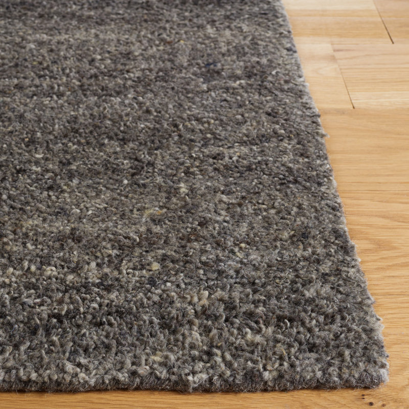 Misak Hand Tufted Wool/Cotton & Other Fiber Solid Color Rug in Gray, Rectangle 5' x 8'