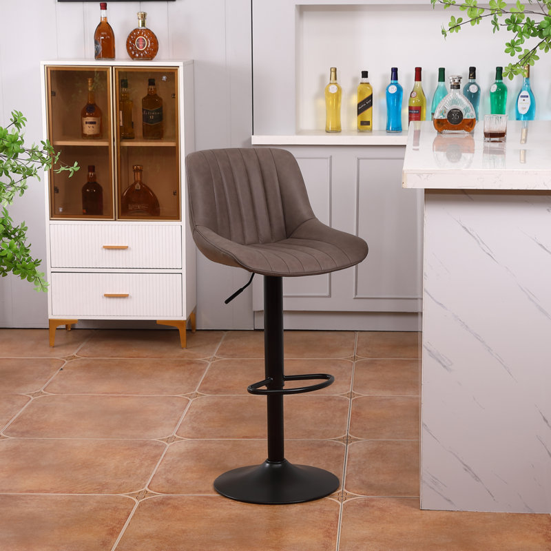Aneli Height Adjustable Swivel Bar Stool, Dark Brown, 1
