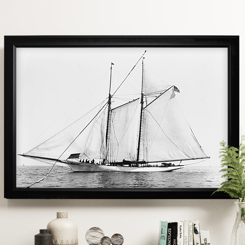 « voilier yacht iii », reproduction d’impression, H 27 po x l 39 po x P 2 po, Cadre noir, Pas de tapis