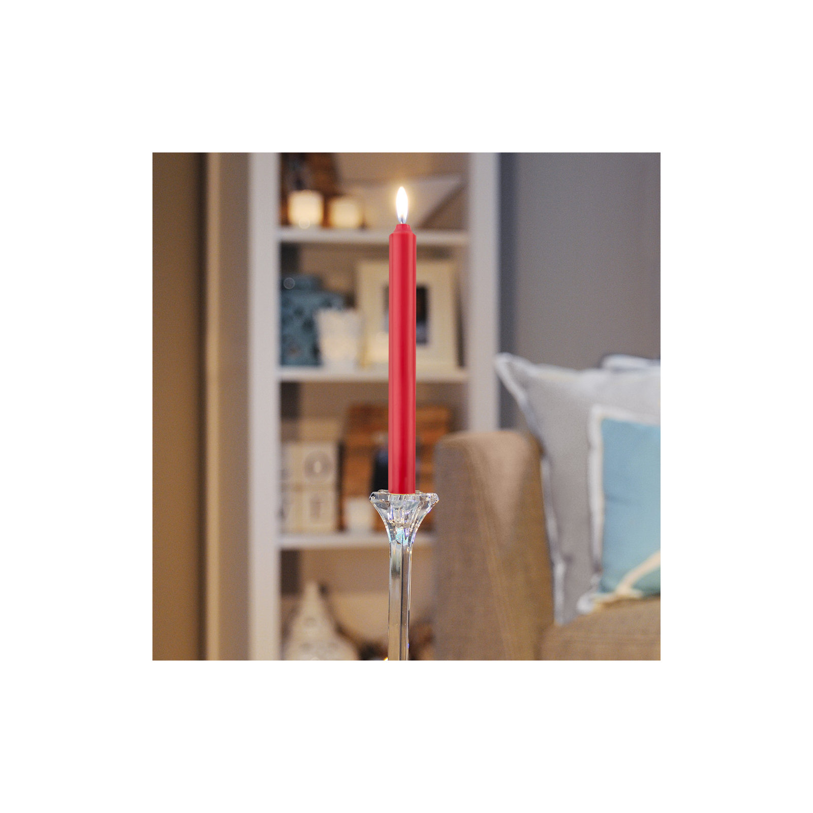Root Candles Unscented Taper Candle, Red, 9" H x 0.88" W x 0.88" D