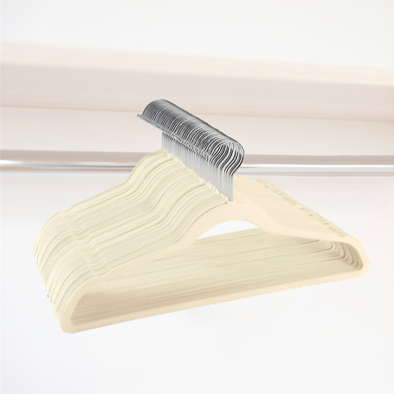 Cintres en velours de qualité supérieure, cintres en feutre moelleux antidérapants, cintres robustes durables et cintres de costume, cintres robustes peu encombrants (beige)