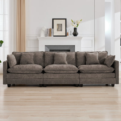 Chenille Upholstered Modular Sectional Sofa Couch with Cloud Deep Seat