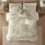 Literie 5 pièces en coton brodé de fleurs, beige/bleu, taille grand lit/queen-135104931