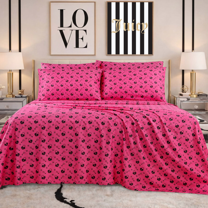 Juicy Couture Microfiber Sheet Set with Extra Pillowcase(s), King, Leopard Lock It