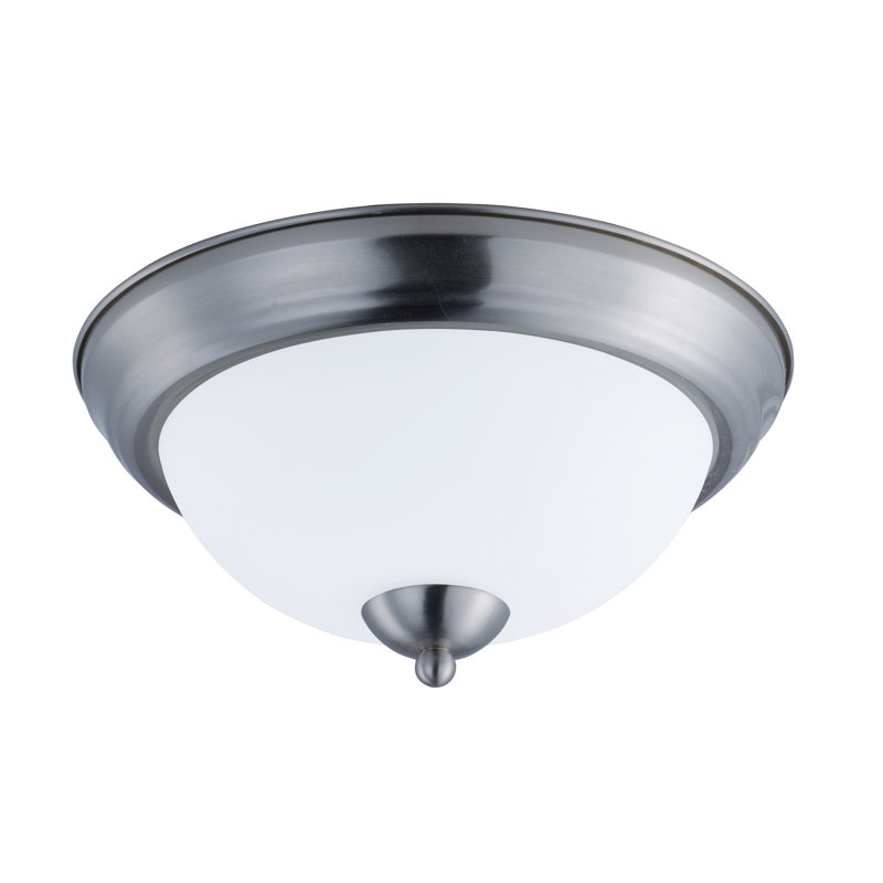 Glass Flush Mount, 5.5" H x 11.25" W x 11.25" D, Satin Nickel