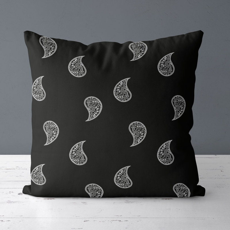 Housse de coussin carrée Masala/insert, Noir/blanc