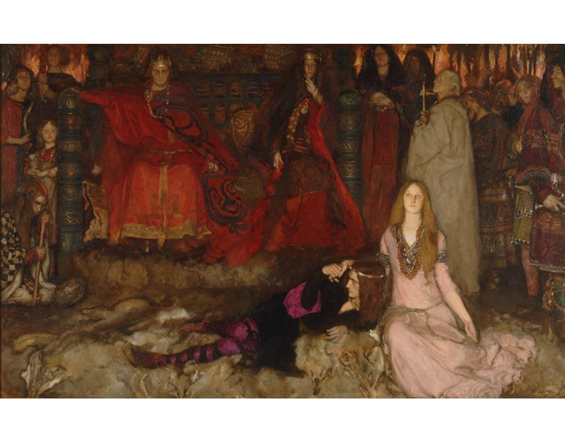 «The Play Scene in Hamlet, Act Iii, Scene Ii» par Edwin Austin Abbey - Art mural sur toile tendue, H 18 po x l 14 po