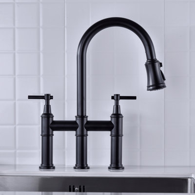 Bridge Kitchen Faucet With Pull-Down Sprayhead In Spot