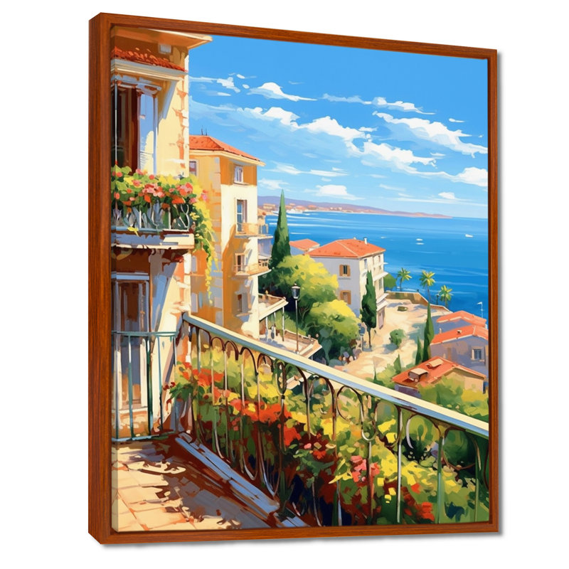 Beaux paysages en Italie - décoration murale Italie, H 32 po x l 16 po x P 1 po, Cadre flottant brun