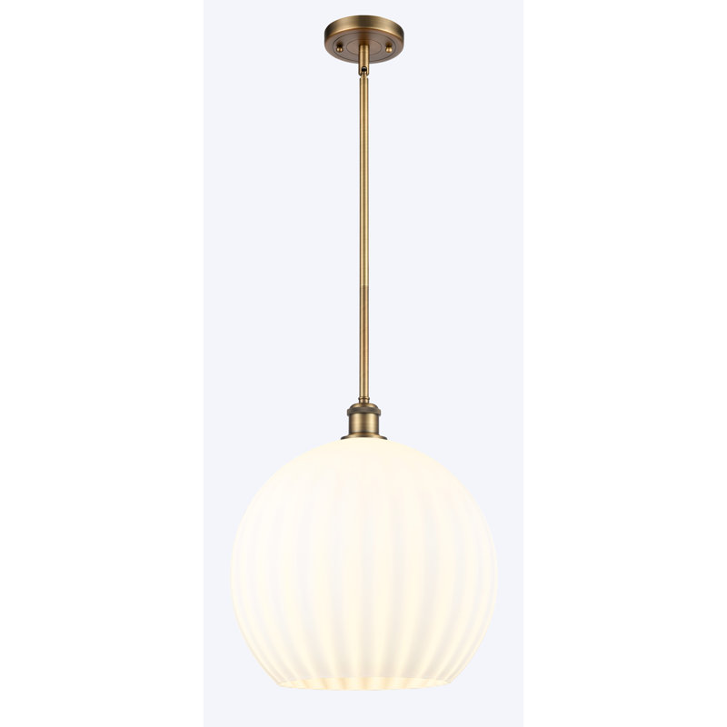 Luminaire suspendu 1 lumière Sabanc, Laiton brossé, H 16,63 po x l 13,75 po x P 13,75 po