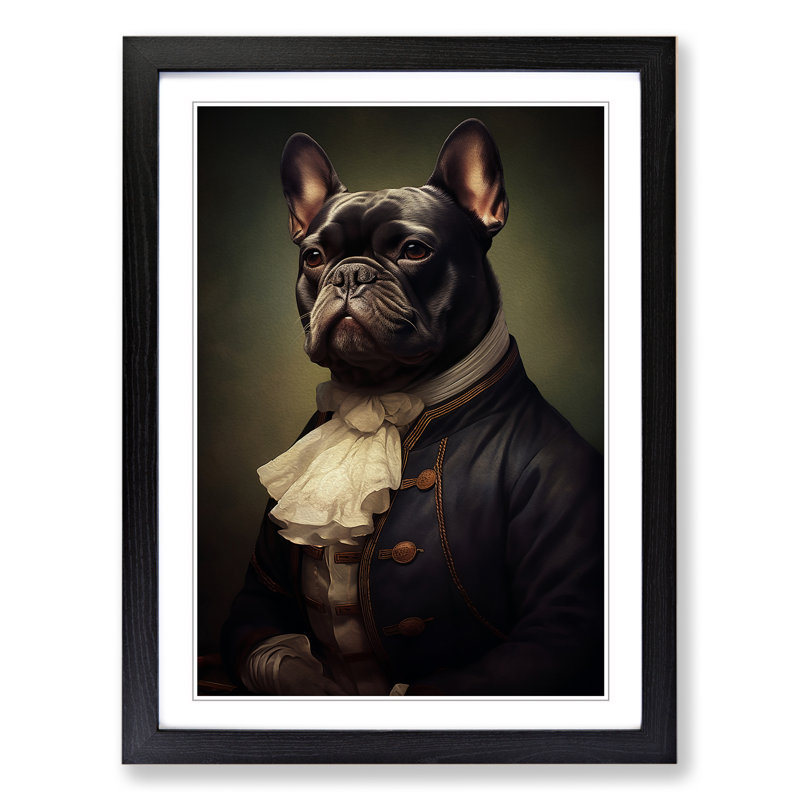 French Bulldog Romanticism - Framed Print, Black, 34cm H x 25cm W x 2cm D