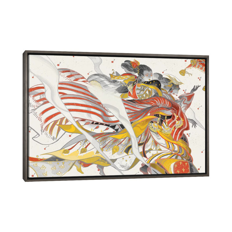 Vent de dames par Sija Hong - reproduction d'art, H 18 po x l 26 po x P 1,5 po, Dark Rustic Wood Framed, Pas de tapis