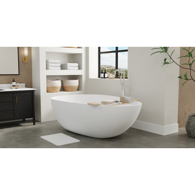 Baignoire autoportante en résine mate avec trop-plein et drain 74,8 "x 47,2" Badeloft BW-01-XXL-M