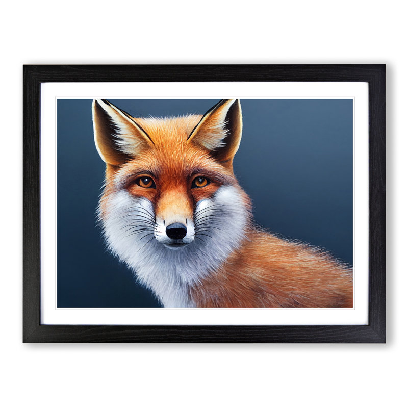 Electrifying Fox - Single Picture Frame Painting, Black , 34cm H x 46cm W x 2cm D
