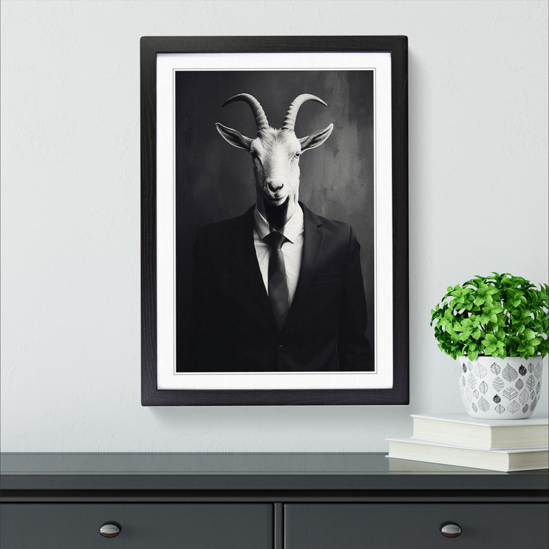 Goat Minimalism No.2 - Single Picture Frame Print on Wood