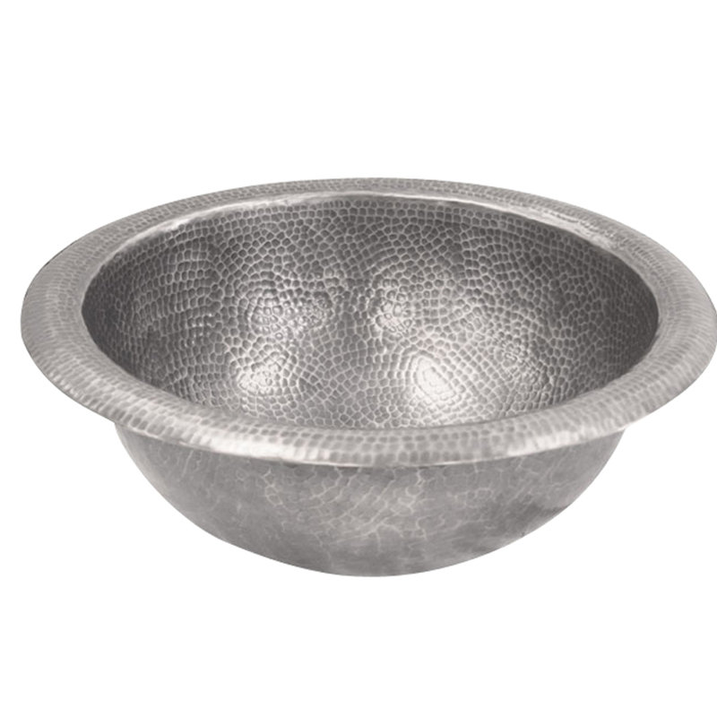 Barclay Abner 15'' Metal Circular Bathroom Sink, Hammered Pewter