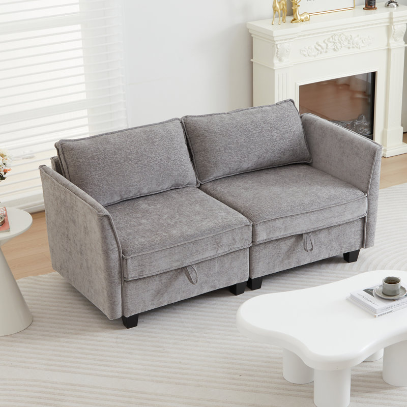 Jukka Upholstered 66'' Loveseat, Gray