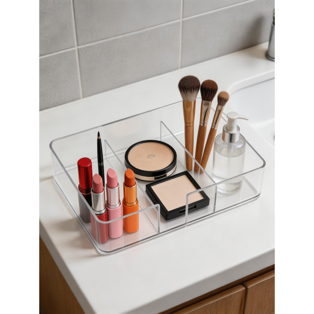 Adjustable Clear Drawer Organiser Tray with 4 Compartments