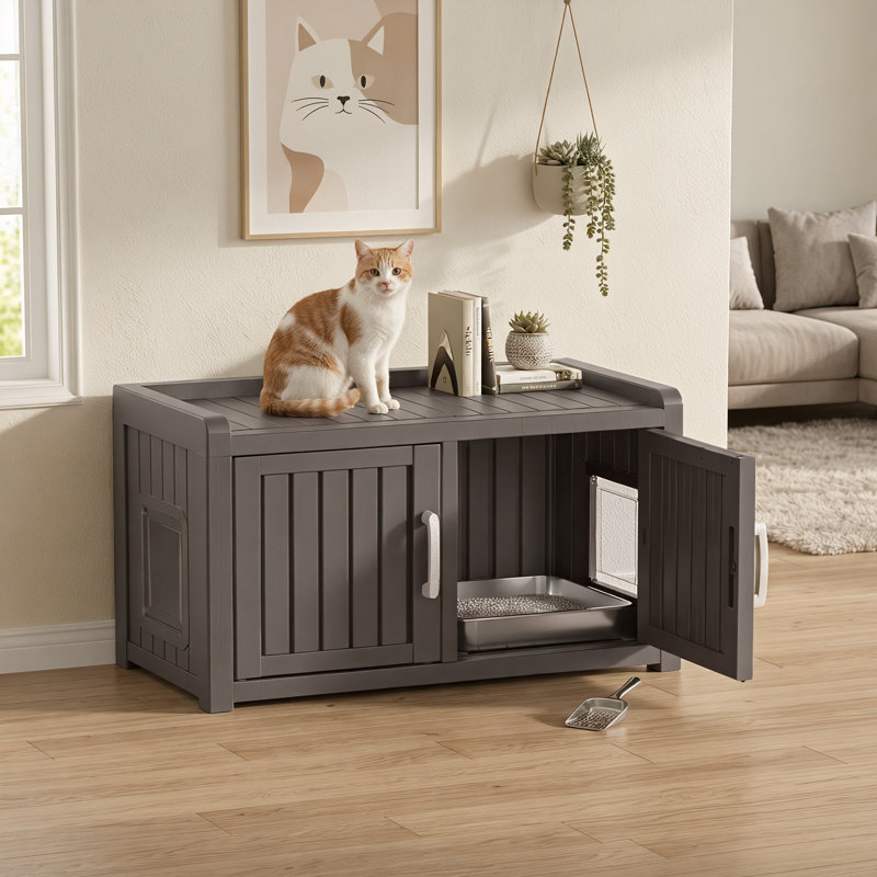 Armoire pour litière pour chat 31,98 po (brun clair / gris), Gray