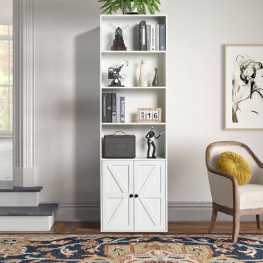 Namiko Bookshelves and Bookcases Floor Standing 6 Tier Display Storage Shelves 71in Tall Bookcase Home Decor Ebern Designs Color: White