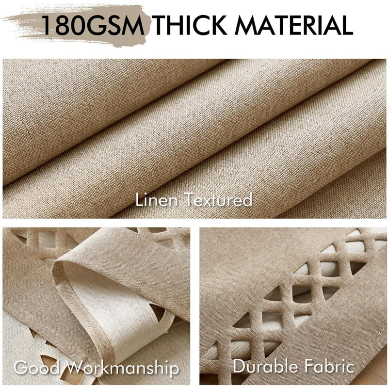 Nappe rectangulaire épaisse en lin de polyester avec découpes décoratives imperméable et résistante aux taches