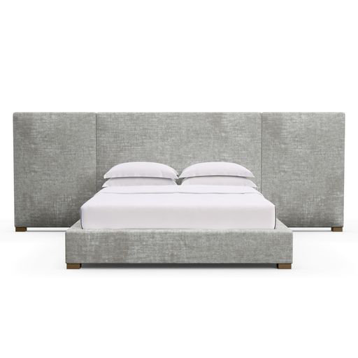 Upholstered Bed, Box Weave Linen Black Jack, Weathered, Twin