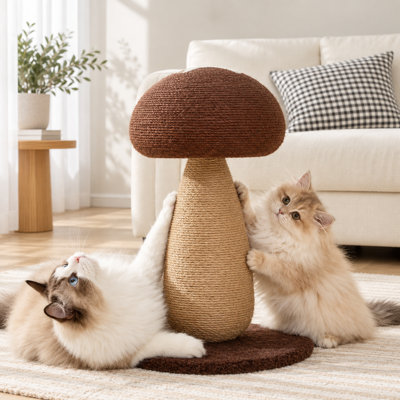 Griffoir pour chat en forme de champignon avec corde en sisal naturel, griffoir mignon en forme de champignon pour chats d'intérieur, base stable, meuble à griffer pour chat
