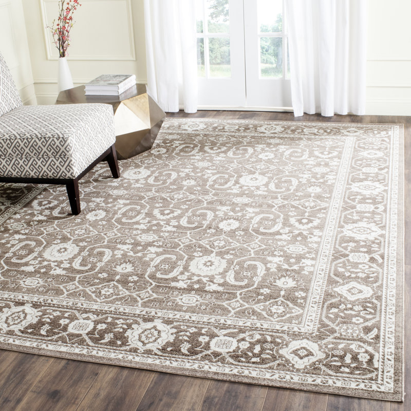 Tapis oriental en coton brun Fleetwood, Rectangle 5 pi 1 po x 7 pi 6 po