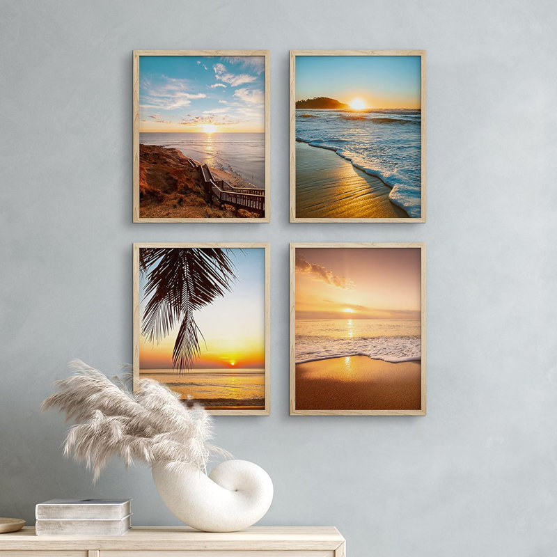 Coastal Palm Tree Ocean Wave, Naturel, H 14 po x l 11 po x P 1 po