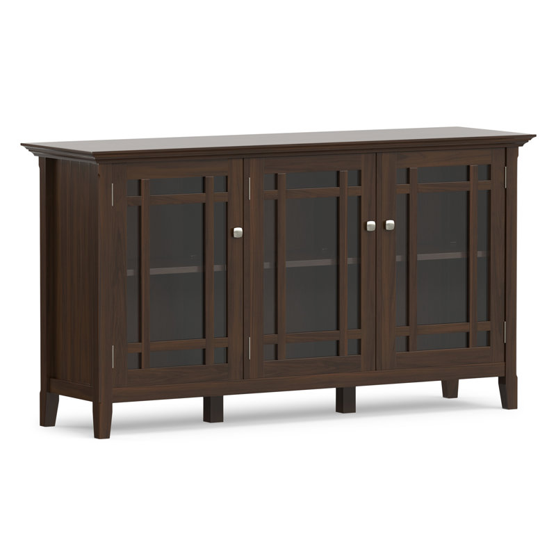 Bedford 62"W Solid Wood Transitional Wide Display Cabinet with Glass Doors and Adjustable Shelves